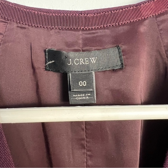 ⚪️ 🐑 J Crew / wool v neck midi dress burgundy wine 00 - Picture 3 of 11